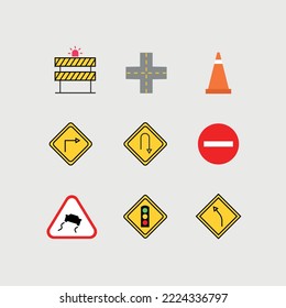 road signs traffic vector icon set road posts