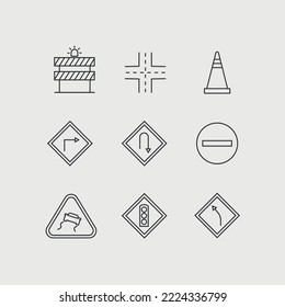 road signs traffic vector icon set road posts