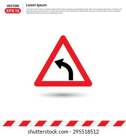 Road signs. Turn left - Red triangle Traffic sign icon