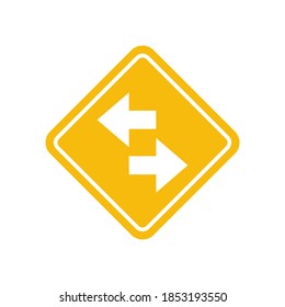 Road signs two way exchange Street . Vector yellow plate road signs templates