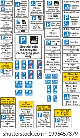 Road signs in the United Kingdom, Loading bays and Parking signs.