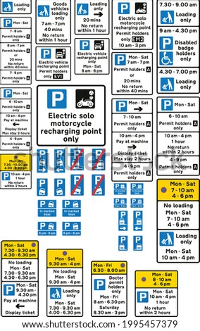 Road signs in the United Kingdom, Loading bays and Parking signs.