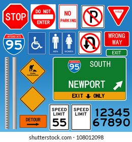 Road Signs Vector Illustration