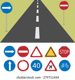 Road signs. Vector illustration.