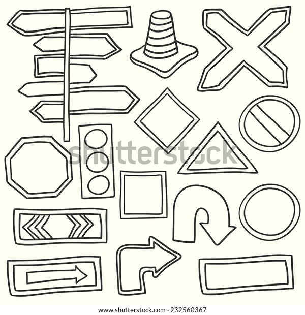Road Signs Vector Illustration Hand Drawn Stock Vector (Royalty Free ...