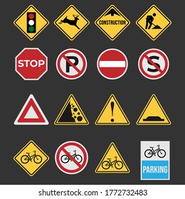 Road signs vector illustration. Traffic symbol of warning and safety driving. Eps 10