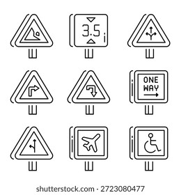 Conjunto de iconos de contorno de Vector de señales de tráfico 2