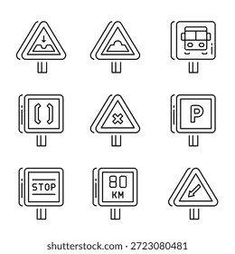 Conjunto de iconos de contorno de Vector de señales de tráfico 1