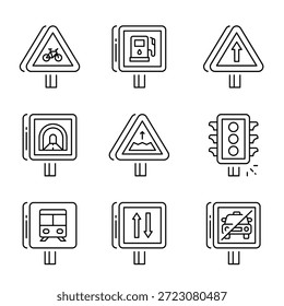 Conjunto de iconos de contorno de Vector de señales de tráfico 5