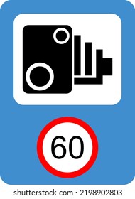 Road signs. Video fixation of the vehicle on the road. Vector image.