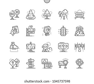 Road signs Well-crafted Pixel Perfect Vector Thin Line Icons 30 2x Grid for Web Graphics and Apps. Simple Minimal Pictogram