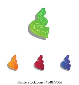 Road simple sign. Colorfull applique icons set.