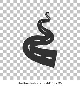 Road simple sign. Dark gray icon on transparent background.