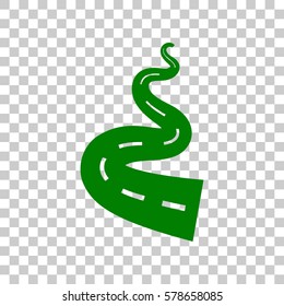 Road simple sign. Dark green icon on transparent background.