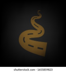 Road simple sign. Icon as grid of small orange light bulb in darkness. Illustration.