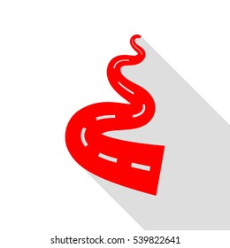 Road simple sign. Red icon with flat style shadow path.