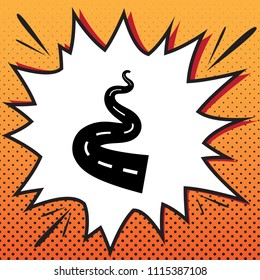 Road simple sign. Vector. Comics style icon on pop-art background.