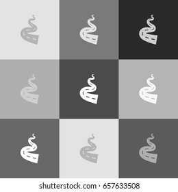 Road simple sign. Vector. Grayscale version of Popart-style icon.