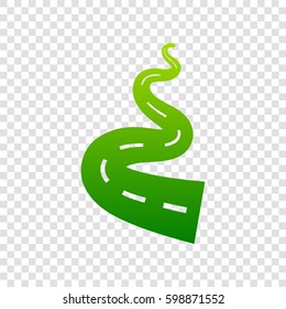 Road simple sign. Vector. Green gradient icon on transparent background.