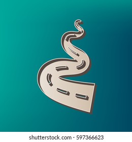 Road simple sign. Vector. Icon printed at 3d on sea color background.