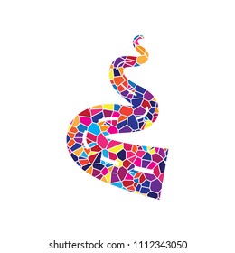 Road simple sign. Vector. Stained glass icon on white background. Colorful polygons. Isolated.