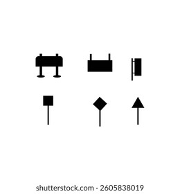 Road sing black tools with illustration