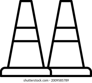 Road Site Cone Vector Line Icon Design 
