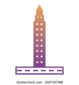 road with skyscraper icon over white background, colorful design. vector illustration