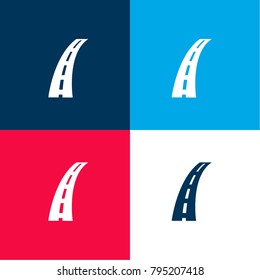 Road slight curve four color material and minimal icon logo set in red and blue