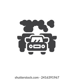 Road with smog from vehicles vector icon. filled flat sign for mobile concept and web design. Traffic Pollution glyph icon. Symbol, logo illustration. Vector graphics