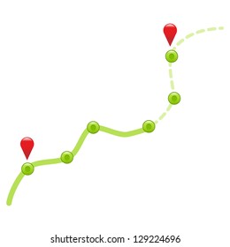 Road to somewhere as map isolated on a white background. Vector illustration.