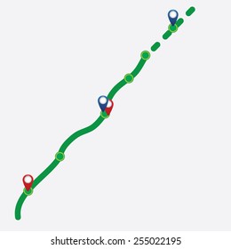 Road to somewhere as map isolated on a white background. Vector illustration.