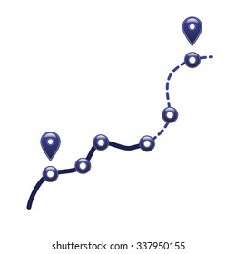 Road to somewhere as map isolated on a white background. Vector illustration.