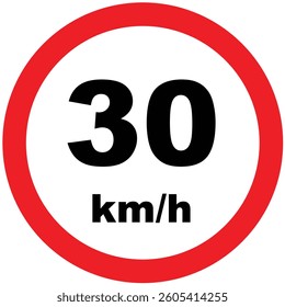 in road speed limit icon sign and symbol in white background. all vehicle speed limit. 20kmh, 30kmh, 40kmh, 50kmh, 60kmh, 70kmh, 80kmh, 90kmh, 100kmh, 110kmh, 120kmh, 130kmh, 140kmh. km per hr.
