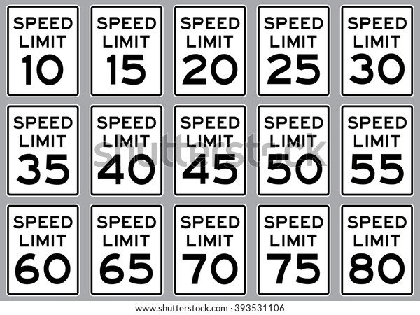 Road Speed Limit Sign Set Vector Stock Vector (Royalty Free) 393531106 | Shutterstock