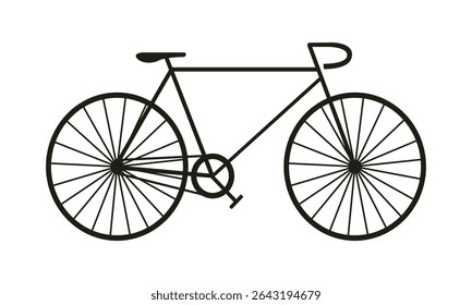 Road sport bicycle black icon silhouette. Isolated element on transparent background. Cycling sport.