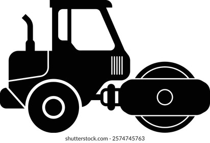 Road Steam Roller, Compactor Machine Side View Icon