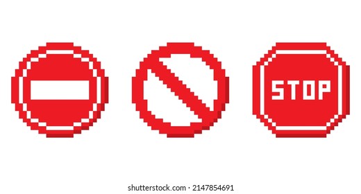 Road stop sign pixel set