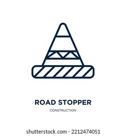 road stopper icon from construction collection. Thin linear road stopper, road, highway outline icon isolated on white background. Line vector road stopper sign, symbol for web and mobile