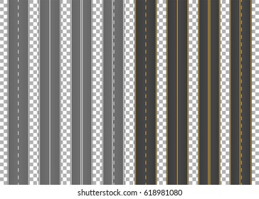 Road, street with asphalt. Highway. Way for transport. Isolated.Speedway.Vector illustration.