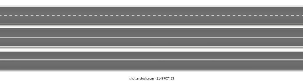 Road, street with asphalt. Straight highway, speedway for motor transport. Vector illustration.