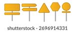 Road street board sign vector design. Highway signboard traffic signpost yellow symbol icon. Empty traffic sign board for text. Warning, information concept. Vector illustration.