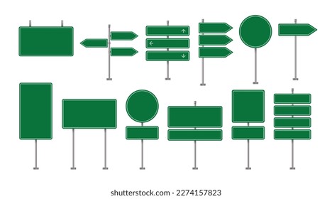 Road street board sign vector isolated. Highway signboard 3d traffic signpost green symbol icon illustration