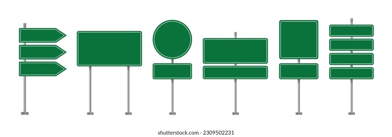 Vector de señal de la calle aislado. Indicador de la autopista Icono de símbolo verde de la señal de tráfico 3d