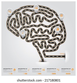 Road And Street Brain Shape Traffic Sign Business Infographic Design Template