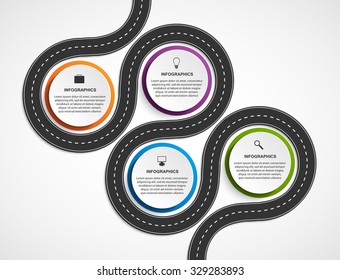 Road And Street Business Infographic Design Concept. Vector Illustration. 