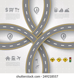 Road & Street Design Template with Icons Set, Travel Concept, Illustration eps10
