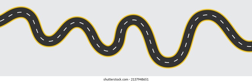 Road, street and highway background for traffic illustration. Line icon design of way, map for travel. Asphalt and path template, concept. Abstract sign of journey and route for business. Vector EPS.