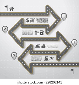 Road & Street Infographic Design Template with Icons Set, Travel Concept, Illustration eps10