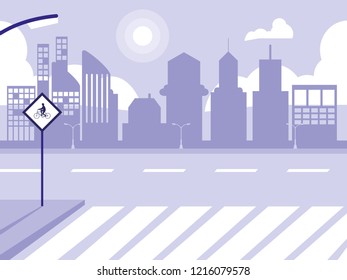 road street scene isolated icon